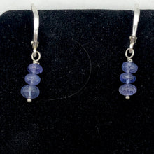 Load image into Gallery viewer, Tanzanite Sterling Silver Lever Back Earrings | 1 Inch Long | 3 Beads |