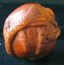 Load image into Gallery viewer, Hand Carved Boxwood Mermaid 20mm Ball Ojime/Netsuke Bead - PremiumBead Alternate Image 3