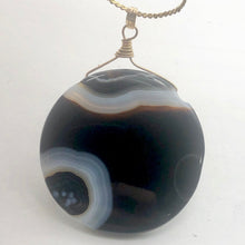 Load image into Gallery viewer, Sardonyx Agate 40mm Coin 14K Gold Filled Bead Pendant | Black | 2" Long |