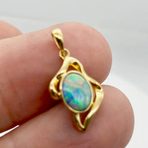 Red and Green Fine Opal Fire Flash 14K Gold Pendant - PremiumBead Alternate Image 6
