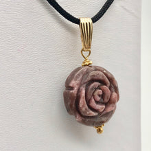 Load image into Gallery viewer, Pretty in Pink! Rhodonite Rose and 14K Gold FilledPendant | 20mm | 1.5" Long - PremiumBead Alternate Image 5