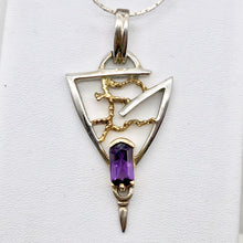 Load image into Gallery viewer, Amethyst Sterling Silver Pendant with 18K Gold Accent - PremiumBead Primary Image 1

