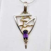 Load image into Gallery viewer, Amethyst Sterling Silver Pendant with 18K Gold Accent - PremiumBead Primary Image 1