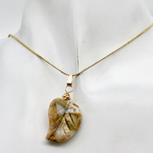 Load image into Gallery viewer, Ocean Jasper Carved Autumn Leaf Bead 14K Gold Filled Pendant | 1 3/4" Long |