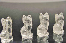 Load image into Gallery viewer, Adorable! 2 Quartz Sitting Carved Cat Beads | 21x14x10mm | Clear - PremiumBead Alternate Image 2
