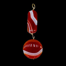 Load image into Gallery viewer, Sardonyx Large Round and Rectangle Pendant| 3 1/2" Long | Red/Orange/White |