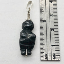 Load image into Gallery viewer, Hand Carved Hematite Goddess of Willendorf Sterling Silver Pendant| 1 1/2" long| - PremiumBead Alternate Image 3