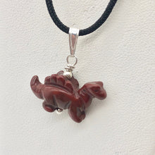 Load image into Gallery viewer, Red Dinosaur Pendant Bracciated Jasper Stegosaurus and Silver Pendant 509258BJS | 21x11x8mm (Stegosaurus), 7.0mm (Bail Opening), 7/8" (Long) | Red - PremiumBead Alternate Image 4