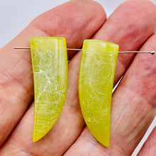 Load image into Gallery viewer, 2 Chartreuse Serpentine Jade Dragon Claw Beads 8948B