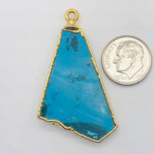 Load image into Gallery viewer, Turquoise Free-form Pendant | 1 3/4" Long | Blue/Gold | 1 Pendant