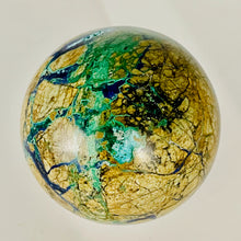 Load image into Gallery viewer, Azurite Malachite Chrysoprase Scry Crystal Round | 60mm | Green/Blue/Brown | 1 Sphere