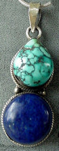 Load image into Gallery viewer, 160cts Natural Turquoise & Lapis Solid Sterling Silver Pendant 4175 - PremiumBead Primary Image 1