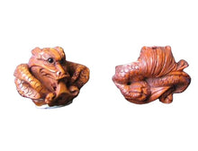 Load image into Gallery viewer, Carved & Signed Boxwood Crouching Dragon Ojime/Netsuke Bead
