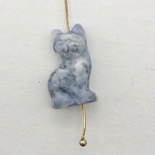 Load image into Gallery viewer, Adorable! 2 Sodalite Sitting Carved Cat Beads | 21x14x10mm | Blue white