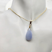 Load image into Gallery viewer, Blue Chalcedony Designer 14K Gold Filled Pendant | 24x12x6mm | 1 1/2" Long |