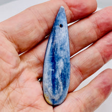 Load image into Gallery viewer, Kyanite 15.3g Teardrop Briolette Pendant Bead | 69x18x5mm | Blue Silver | 1 Bead