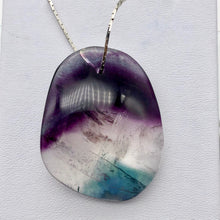 Load image into Gallery viewer, Purple/Clear/Teal Fluorite Freeform Pendant Bead! | 38x31mm | Purple | Oval | - PremiumBead Alternate Image 3