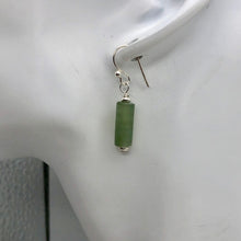 Load image into Gallery viewer, Lovely Frosted Nephrite Jade and Sterling Silver Dangle Earrings | Handmade |