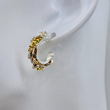 Load image into Gallery viewer, Sterling Silver and Gold Hoop Post Earrings | 7/8" Long | Silver/Gold | 1 Pair |