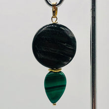 Load image into Gallery viewer, Hypersthene, Malachite 14K Gold Filled Pendant| 1 3/4" Long| Silver Gray Green |