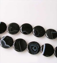 Load image into Gallery viewer, 4 Beads of Black & White Sardonyx 25x6mm Coin Beads 10486 - PremiumBead Alternate Image 2