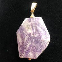 Load image into Gallery viewer, Purple Flower Sodalite 14K Gold Filled Pendant | Purple/White | 2" Long |