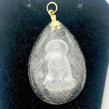 Load image into Gallery viewer, Reverse Carved Quan Yin Goddess Rutilated Quartz 14Kgf Pendant | 40x29x8mm | - PremiumBead Alternate Image 6