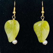 Load image into Gallery viewer, Korean Jade14K Gold Filled Leaf Earrings | 1 3/4" Long | Green | 1 Pair |