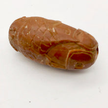 Load image into Gallery viewer, Hot Carved Swimming Fish Boxwood Ojime Netsuke Bead | 27x14mm | Brown