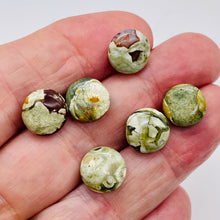 Load image into Gallery viewer, 6 Raintree Rhyolite Jasper 11mm Coin Beads 009538P