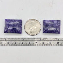 Load image into Gallery viewer, 75cts of Rare Rectangular Pillow Charoite Beads | 2 Beads | 24x20x9mm | 10871C - PremiumBead Primary Image 1