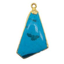 Load image into Gallery viewer, Turquoise Free-form Pendant | 1 3/4" Long | Blue/Gold | 1 Pendant