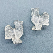 Load image into Gallery viewer, 2 Cute Carved Natural Clear Quartz Rooster Beads | 21x16x8.5mm | Clear