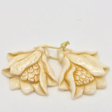 Load image into Gallery viewer, Pair of Carved Waterbuffalo Bone Tropical Flower Beads 10778 - PremiumBead Primary Image 1