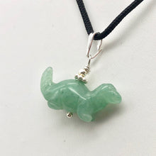 Load image into Gallery viewer, Aventurine Diplodocus Dinosaur Sterling Silver Pendant | 25x11.5x7.5mm (Diplodocus), 5.5mm (Bail Opening), 7/8" (Long) | Green - PremiumBead Alternate Image 2