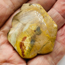 Load image into Gallery viewer, Fossilized Wood Irregular Flat Briolette | 48x40x7mm | Tan/Red | 1 Pendant Bead|