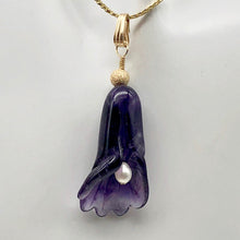 Load image into Gallery viewer, Lily! Natural Carved Amethyst Flower14Kgf Pendant |1 9/16 x 5/16" | Purple | - PremiumBead Primary Image 1