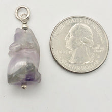 Load image into Gallery viewer, New Moon Amethyst Gray Wolf Solid Sterling Silver Pendant | 1.44" (Long) - PremiumBead Alternate Image 9