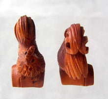 Load image into Gallery viewer, Rise &amp; Shine Carved Boxwood Rooster Ojime/Netsuke Bead | 31x20x16mm | Brown - PremiumBead Alternate Image 3
