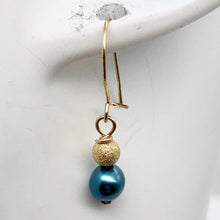 Load image into Gallery viewer, Sparkling Blue Freshwater Pearl and 14K Gf Drop/Dangle Earrings | 1 inch | - PremiumBead Alternate Image 5