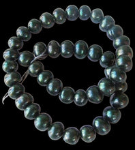 Load image into Gallery viewer, Midnight Emeralds 10-12mm Green FW Pearl Strand 109603