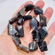 Load image into Gallery viewer, Grey Black Moonstone 104g Faceted Bead Strand | 15 1/2" |Gray Black | 16 Beads |