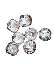 Seven Beads of Glitter Laser Cut 4mm Sterling Silver Beads 8595