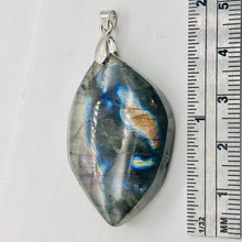 Load image into Gallery viewer, Labradorite Sterling Silver Natural | 1 1/2" Long | Blue Orange | 1 Pendant |