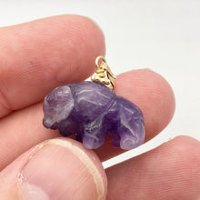 Load image into Gallery viewer, Amethyst Hand Carved Bison / Buffalo 14K Gold Filled 1" Long Pendant 509277AMG - PremiumBead Alternate Image 7