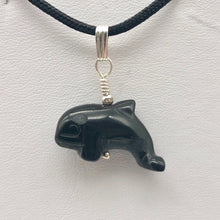 Load image into Gallery viewer, Happy Obsidian Orca Whale and Sterling Silver Pendant | 1.06&quot; Long | 509301ORS - PremiumBead Alternate Image 7
