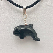 Load image into Gallery viewer, Happy Obsidian Orca Whale and Sterling Silver Pendant | 1.06" Long | 509301ORS - PremiumBead Alternate Image 7