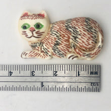 Load image into Gallery viewer, Waterbuffalo Bone Calico Cat | 37x20.5x7.5mm | Cream/Red/Black/Green | 1 Bead | - PremiumBead Alternate Image 3