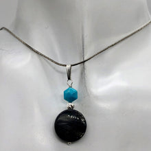 Load image into Gallery viewer, Hypersthene, Turquoise Drop Sterling Silver Pendant| 1 1/2" Long| Silvery, Blue|