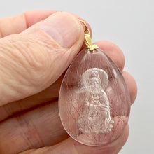 Load image into Gallery viewer, Reverse Carved Quan Yin Goddess Rutilated Quartz 14Kgf Pendant | 40x29x8mm | - PremiumBead Alternate Image 2